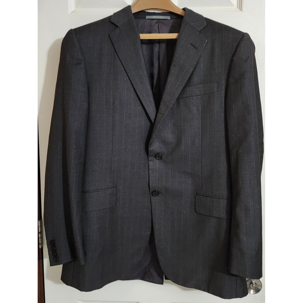 VTG Hickey Freeman Charcoal Gray Pinstripe Two Button Blazer‎ Coat USA 40R